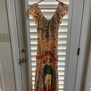 Z & L Europe Prairie Boho Floral Ruffle Maxi Dress